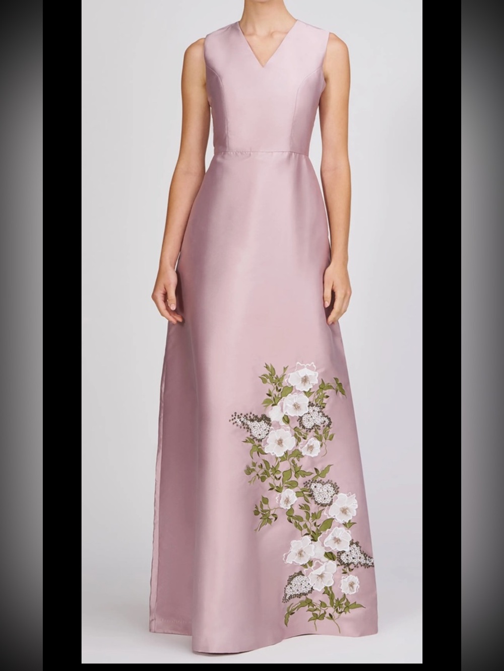 Kay Unger Aurelia Floral Taffeta Gown,sz 4,wood Rose,new Without Tag